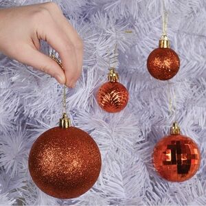30ct Textured Gold, Silver, Green, Maroon and Rust Ornaments